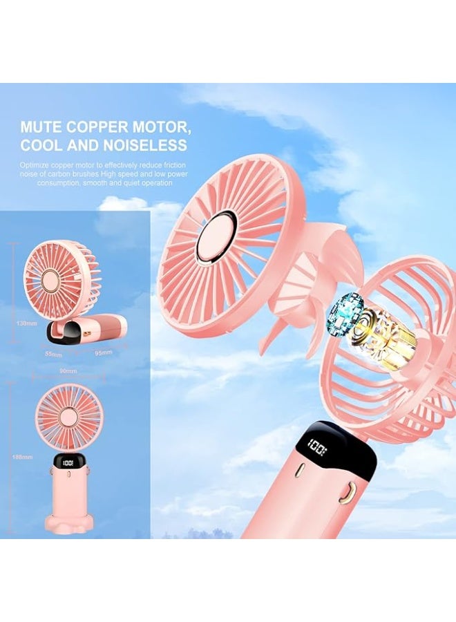 Small Portable Handheld Fan USB 5000mAh with Scented Disc and Lanyard for Effective Cooling and Modern Design in Elegant Pink Color - Image 3